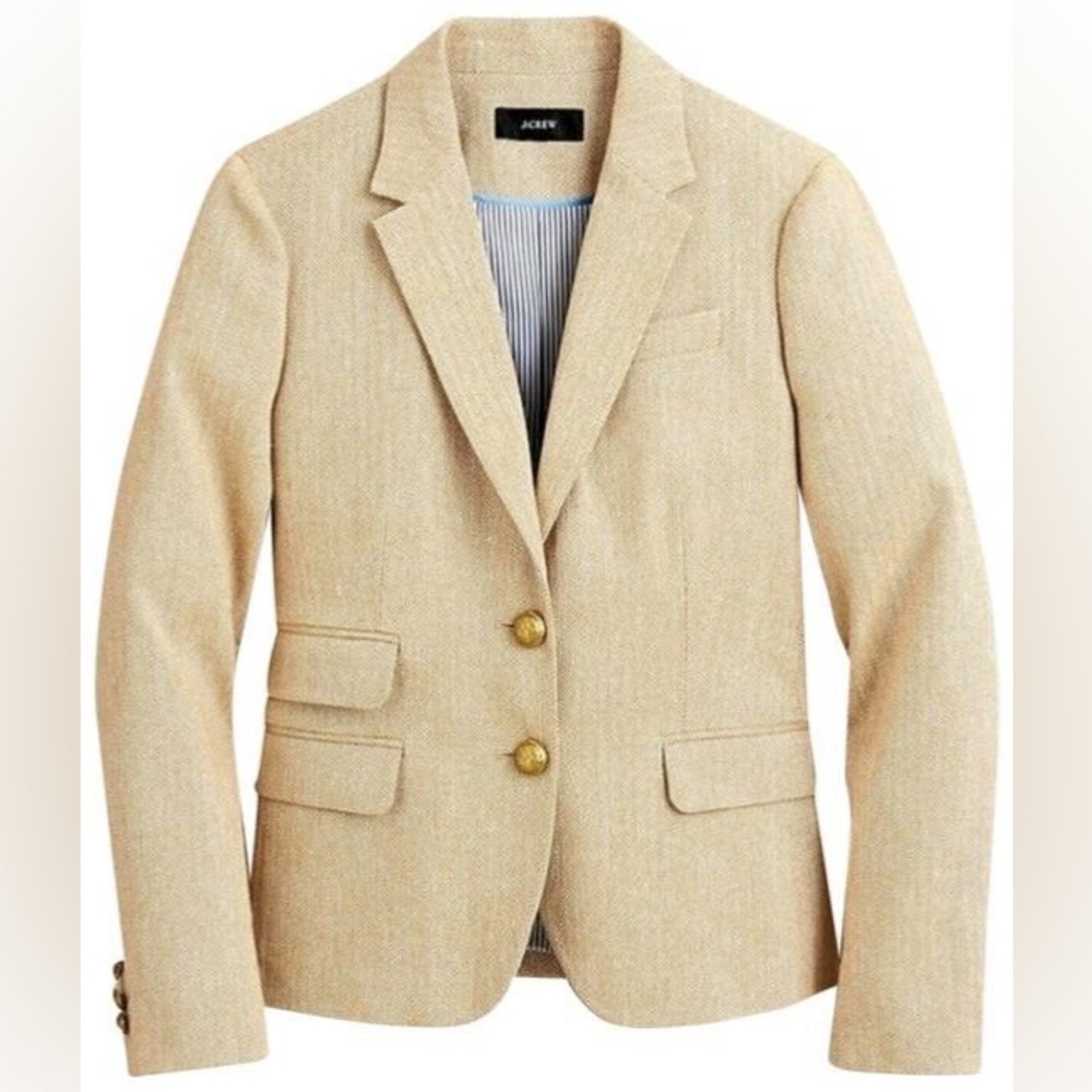 J Crew PINK Dalton Herringbone Blazer Linen / Cotton Size P8 NWT